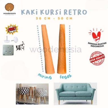 WOODENESIA Kaki kayu kursi sofa meja retro stool 30cm s/d 50cm 40cm Tegak Natural