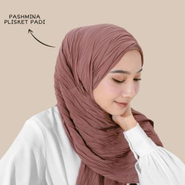 PASHMINA PLISKET GELOMBANG PLISKET PADI PREMIUM MATCHA