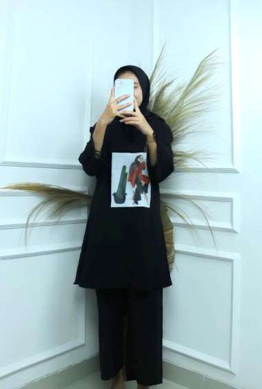 FASHION BAJUTERBARU KAKTUS SET M L XL XXL BAJU SETELAN WANITA DEWASA ONE SET CRINKLE AIRFLOW APLIKAS