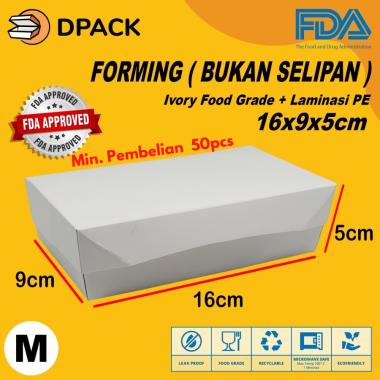 Lunch Box Kertas Size M Food Grade Siap Pakai | Kemasan Makanan Kotak Polos Putih Ivory Forming