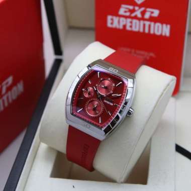 JAM TANGAN WANITA EXPEDITION EXP 6800 SILVER RED ORIGINAL