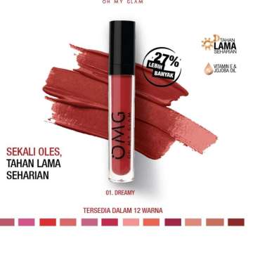 OMG OH MY GLAM MATTE KISS LIP CREAM 3.5G ( LIPSTICK LIPSTIK LIPCREAM ) BPOM HALAL OH MY GLOW OMG 01 