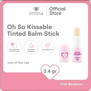 OH SO KISSABLE TINTED BALM STICK EMINA LIP BALM MELEMBABKAN BIBIR WARNA NATURAL 3.4GR PINK BONBONS