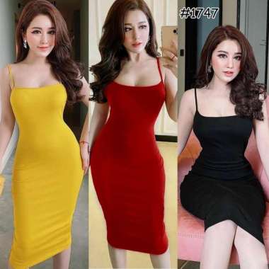17470 Dress Sexy/Maxi Dress/Baju Pesta Sexy/Dress Party/Dress Korea Merah - all size