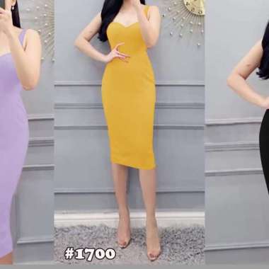 1700 Dress Sexy/Midi Dress/Dress Korea/Baju Pesta Sexy/Vaganza Sexy Kuning