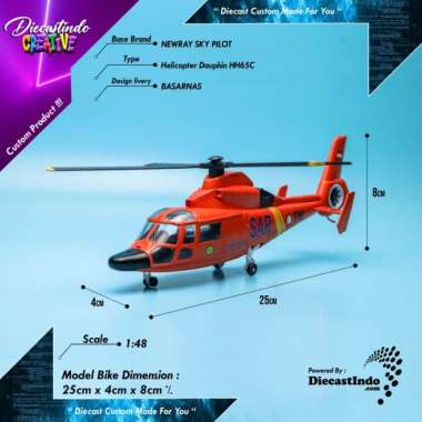 Diecast Custom Helicopter Dauphin HH65C BASARNAS Skala 1:48