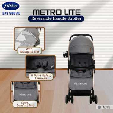 Stroller Pliko Metro Lite Reversible Stroller 508 AL kereta bayi Grey
