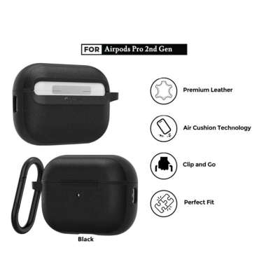 Case AirPods Pro 2 Cyrill Kajuk Leather Slim Shockproof Cover Casing Black