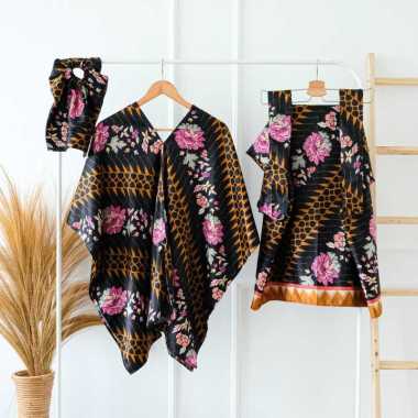 ONE SET BATIK KAFTAN LEBARAN KONDANGAN WANITA SETELAN KAFTAN TUNIK ROK LILIT SETELAN WANITA MODERN J