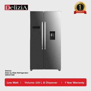 Kulkas 2 Pintu Delizia Side by SIde Refrigerator Dispenser DRH21IXD
