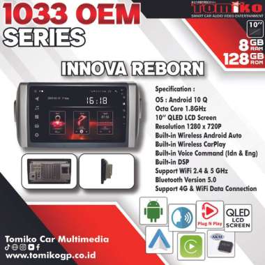 Head Unit Android Tomiko 1033 OEM Series for Toyota Innova Reborn