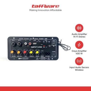 TaffSTUDIO Amplifier Board Audio Bluetooth USB FM Radio TF 400W D10OK