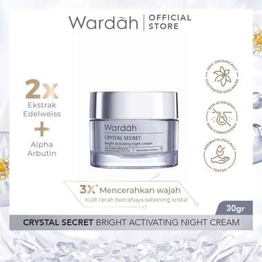 WARDAH CRYSTAL SECRET BRIGHT ACTIVATING NIGHT CREAM 30 GR KRIM MALAM