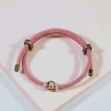 Gelang Tali Insial Huruf B Bulat Elegant Emas asli