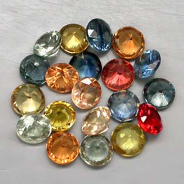 LSP-042 Lot Paket 20 pcs. 2.8 mm. Batu Permata Top Fancy Color Sapphire Safir Warna Warni Bulat Tanz