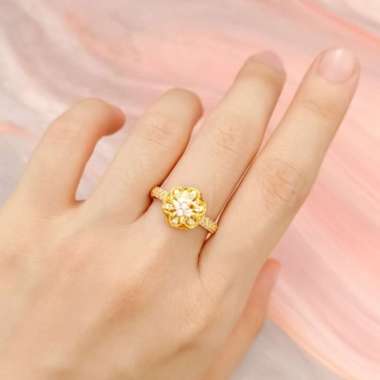 cakep banget cincin wanita model bunga markis stylish elegan emas