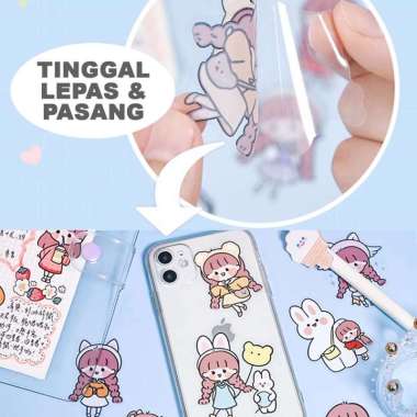 Stiker Box KARAKTER 100 PCS STIKER VIRAL 1 BOX SET CUTE ESTETIK MOTIF KARTUN KOREA LUCU TRANSPARAN U