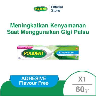 Polident Flavor Free Perekat Gigi Palsu [60 g]