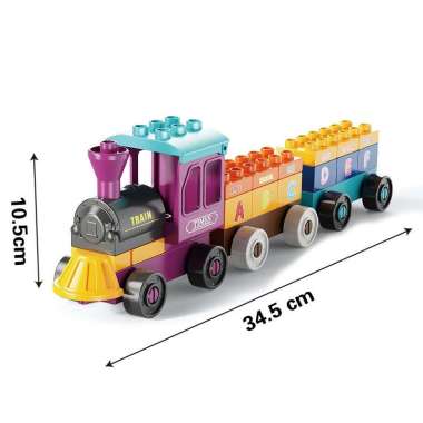 Feelo 34 Pcs Train Block Building mainan edukasi balok susun brick