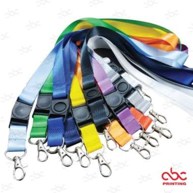 Tali Lanyard Gantungan ID Card Name Tag Polos 2cm + stopper Hitam