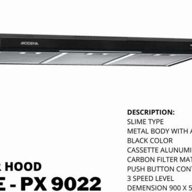 Cooker Hood Modena 90cmx45cm PX 9022 Hitam
