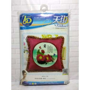 Paket Sulam Kristik TIMKEE 65004 Sarung Bantal Bunga Chrysanthemum