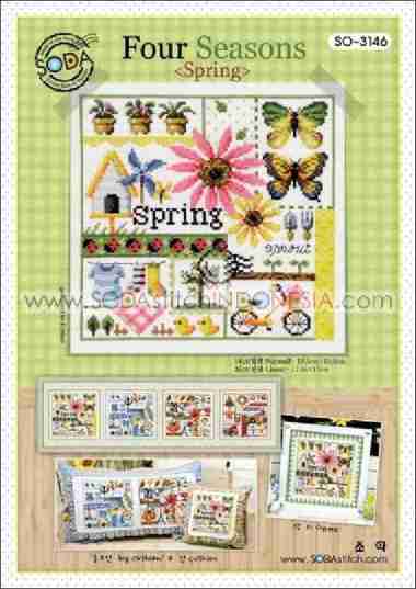 Paket Kristik / Cross Stitch Sodastitch SO-3146 Four Seasons (Springs) Pola Saja