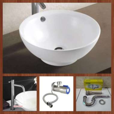 Wastafel Bulat Keramik K26 Wastafel Mangkok Model TOTO KRAN SILVER