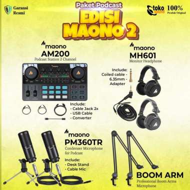 PAKET PODCAST FULL MAONO 2 ORANG - MAONO AU AM200 - MAONO AU PM360TR Desk Stand