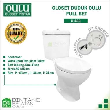 CLOSET KLOSET DUDUK/ MONOBLOK OULU C433 PUTIH EKONOMIS Body + tee + jet shower