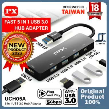 USB Hub Converter USB 3.0 Connector Adaptor Laptop 5 in 1 PX UCH05A