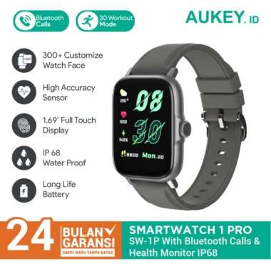 Smartwatch Aukey SW-1P With Health Monitor & Bluetooth Calls IP68 Grey