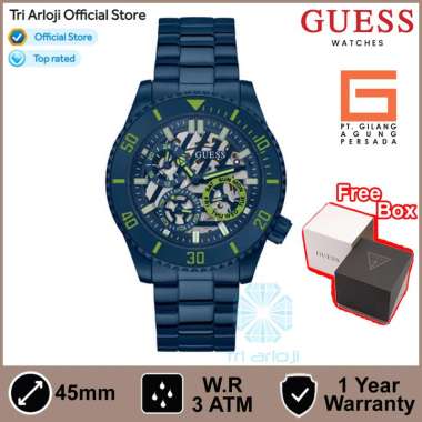 GUESS Watches GW0488G4 Original AXLE - Jam Tangan Pria - Analog Navy Stainless