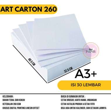 art carton 260 gsm a3 plus isi 30 lembar / art carton a3 plus 260 gsm Multicolor