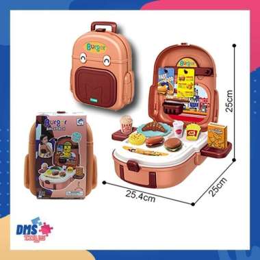 mainan anak tas backpack burger set peran edukasi Multicolor