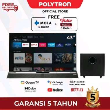 POLYTRON PLD 43BUG5959 Cinemax Soundbar LED TV 43 inch Smart Google Digital 4K UHD TV