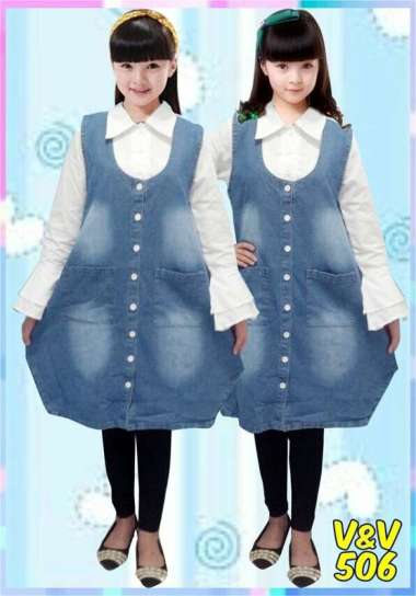 set tunik jiens anak usia 6_14 th Multicolor