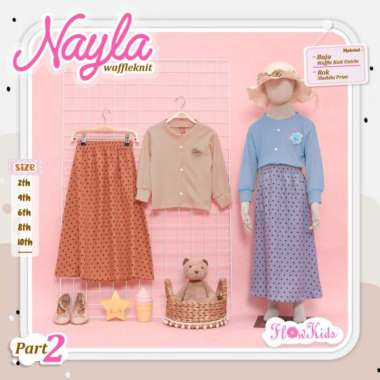 Setelan Rok Panjang Anak Nayla Waffleknit Atasan Rajut Polkadot Multicolor