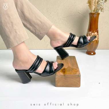 SEIS shoes Hilary Sandal Heels Wanita Hak 7 cm 37 cream