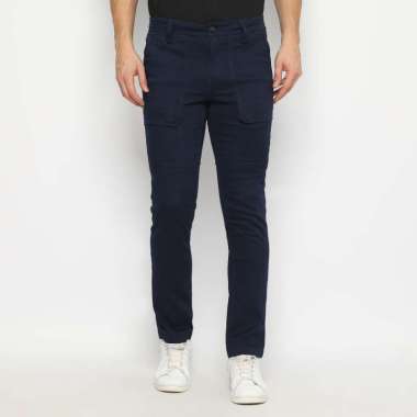 POLICE Celana Cargo Panjang Biru Tua Slim Fit Pria 31 Biru Tua