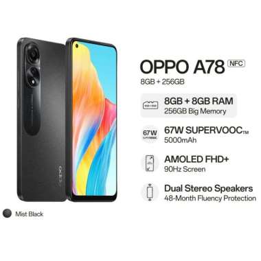 OPPO A78 RAM 8/256GB - GARANSI ESMI Hitam