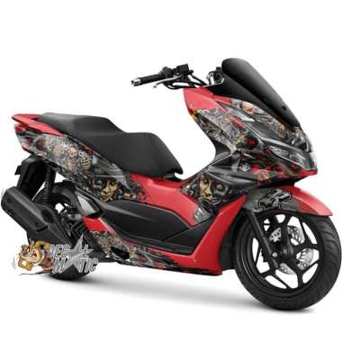 Stiker Decal Full Body Motor Honda PCX 150 PCX160 Jerink Tengkorak PCX 160 Merah