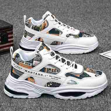 X Sepatu Pria sneakers import trend 2021 men shoes 39 White orange