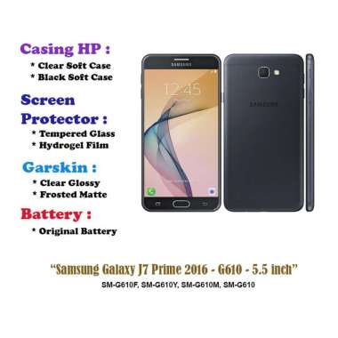 Samsung Galaxy J7 Prime 2016 - G610 - 5.5 inch- Case - Screen Protector - Battery - Dll Black Soft C