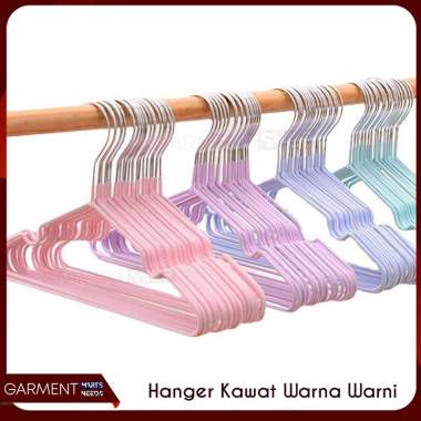 Gantungan Baju Kawat Hanger Jemuran Pakaian Anti Karat Kualitas Impor Warna Warni Kuat Tebal Premium