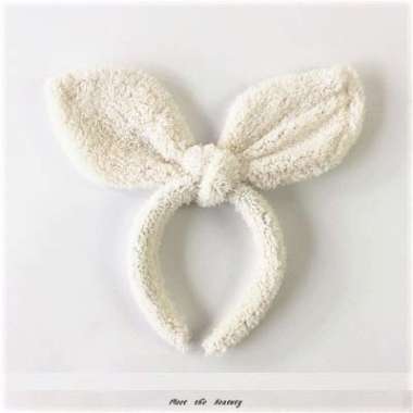 Bando Kelinci Bandana Wool Rabbit Earmuff Bunny Hair Style Playboy Icon Winter Style Lucu Imut Putih