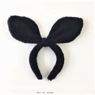 Bando Kelinci Bandana Wool Rabbit Earmuff Bunny Hair Style Playboy Icon Winter Style Lucu Imut Hitam