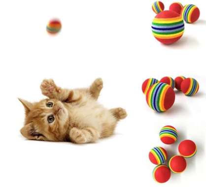 Bola Kucing Mini Bola Pelangi Mainan Kucing Gigitan Kucing