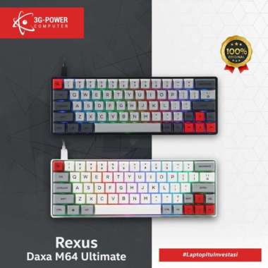 Rexus Mechanical Daxa M64 Ultimate Keyboard Gaming Bluetooth Yellow Switch Putih