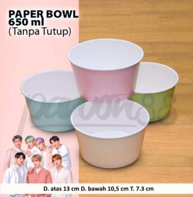 Paper Bowl Motif Pastel 650 ml (50)